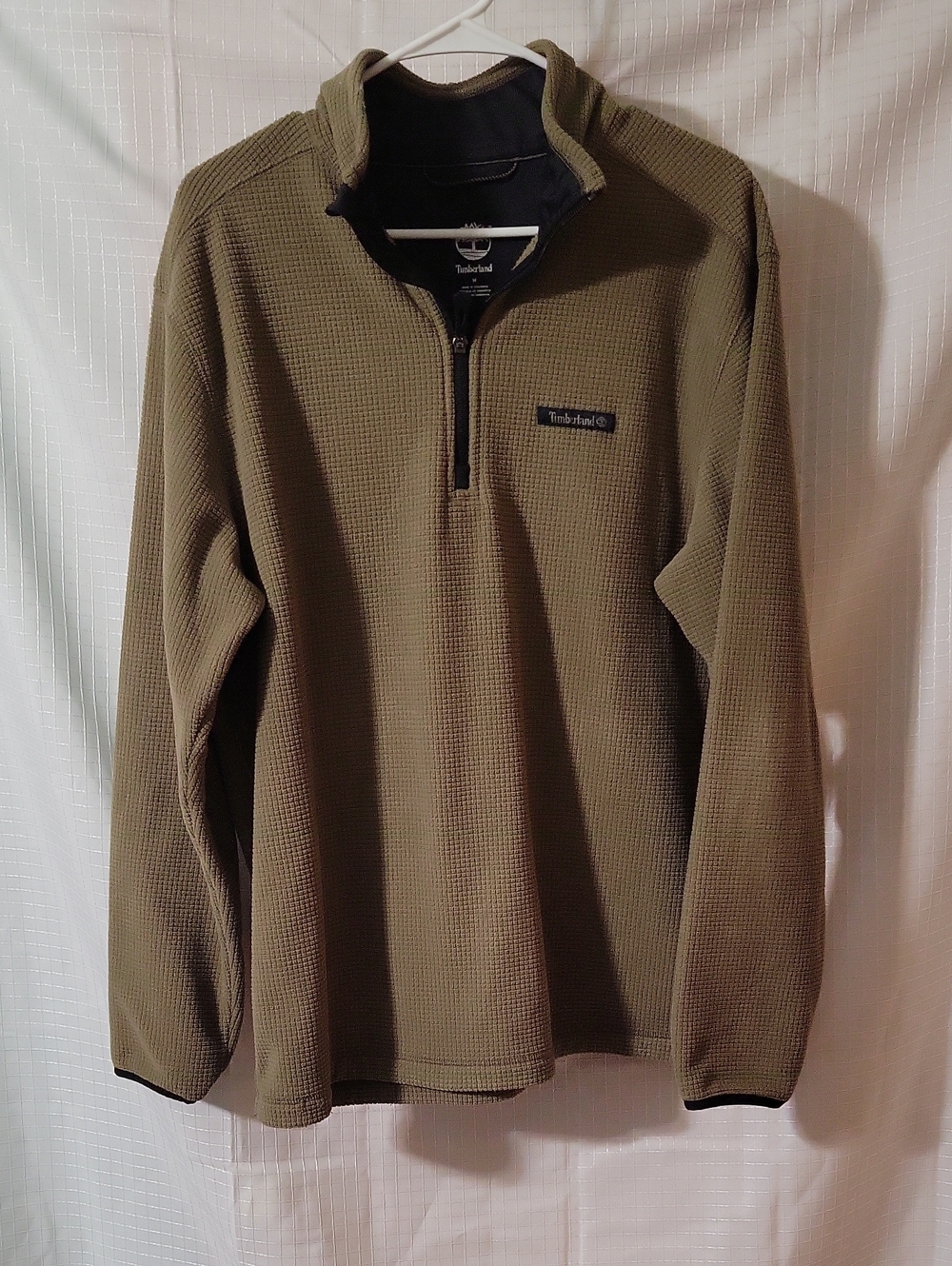 Timberland Men's Olive Green Half-Zip Waffle Knit Pullover, Size M